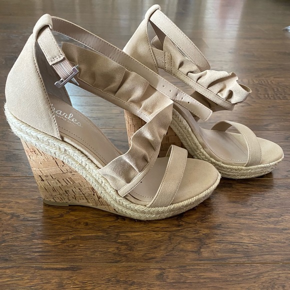 Tan Wedge Sandals - Picture 1 of 9